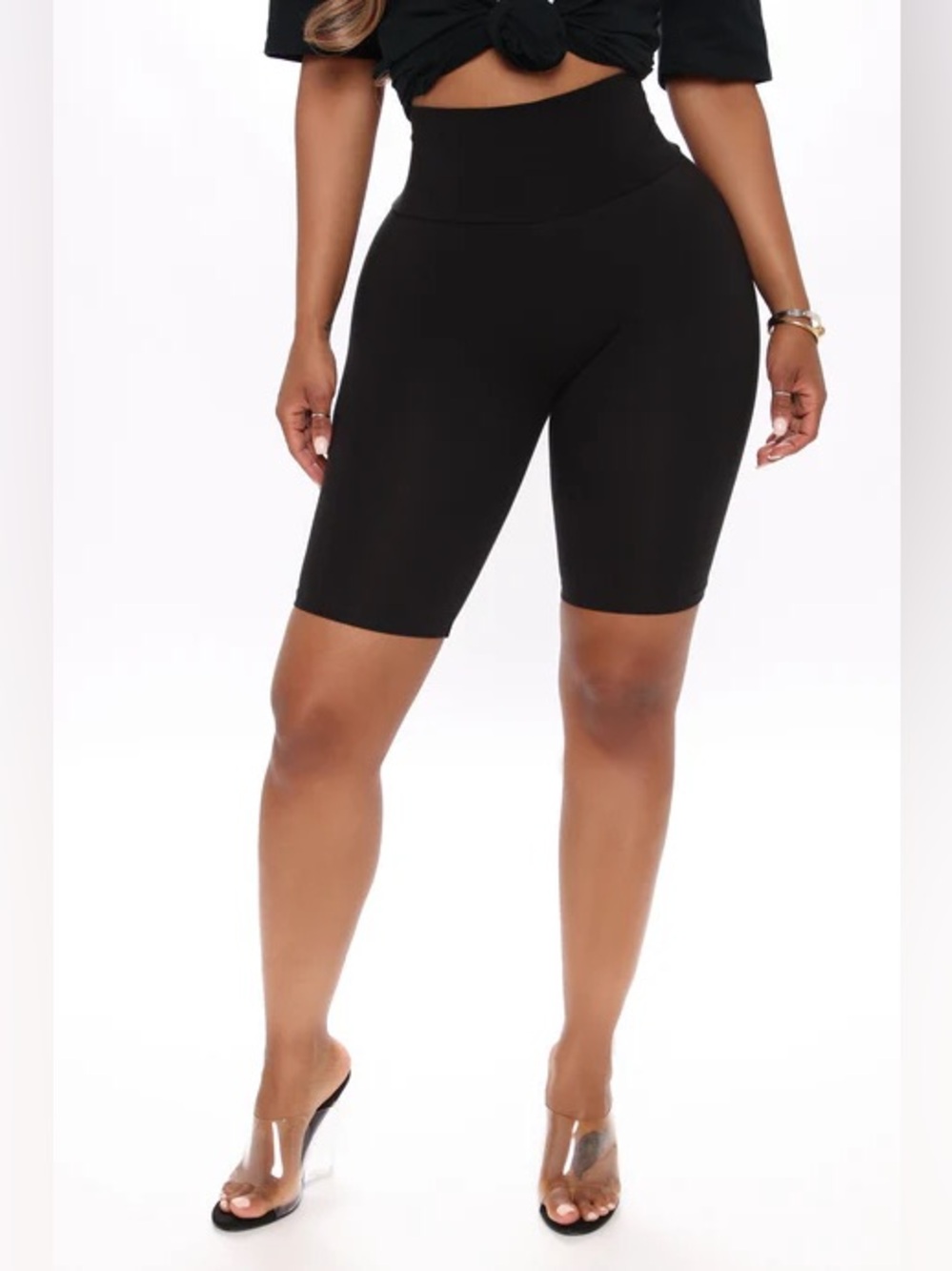 High-Waist Black Bike Shorts - Smooth Sculpting Fit